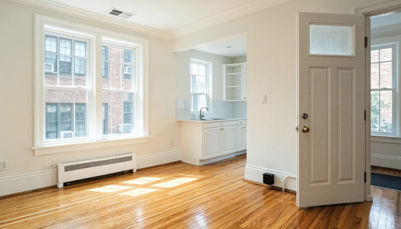 Freshly painted, empty Boston rental unit staged and ready to show after a make-ready turn